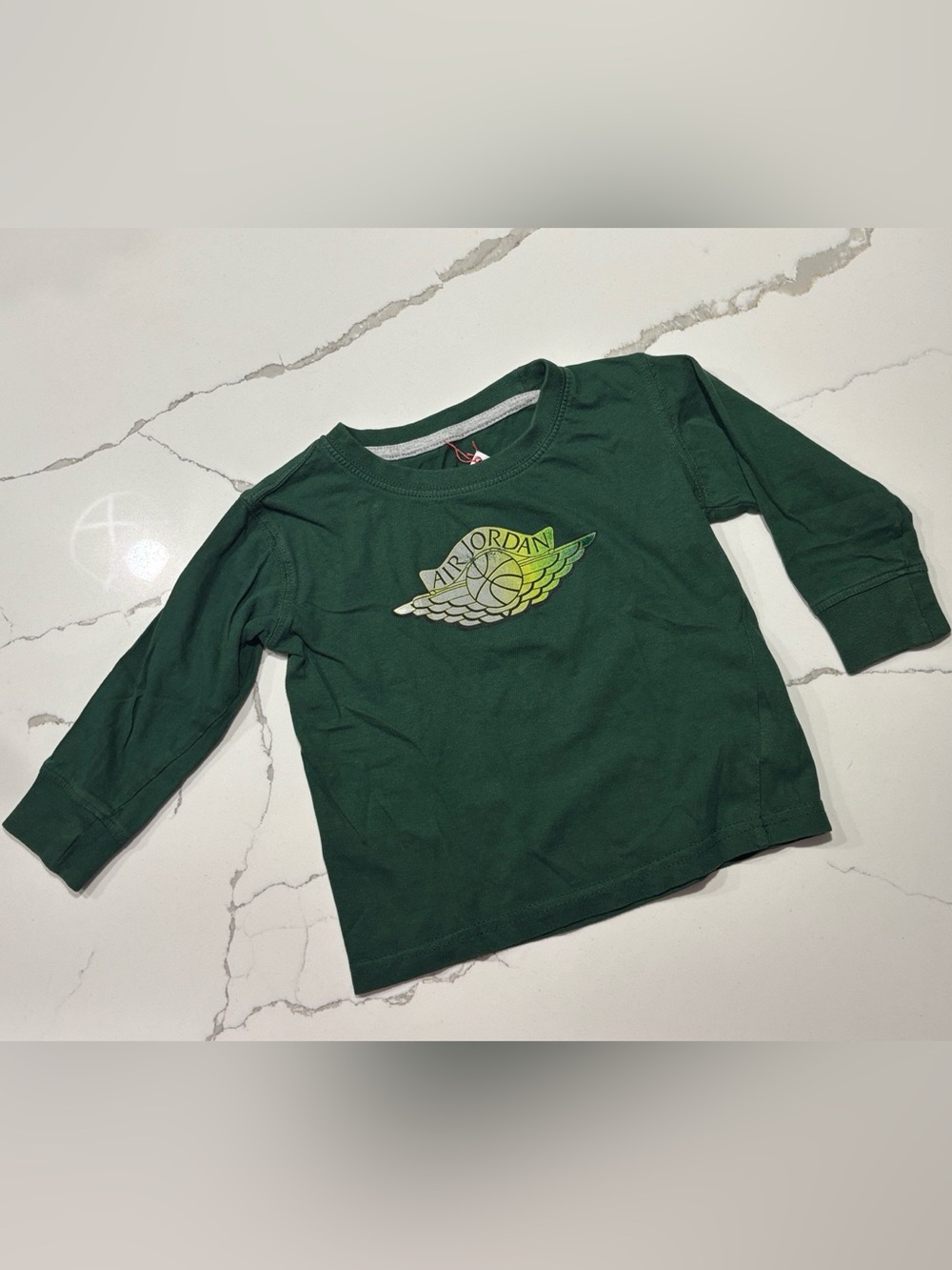 AIR JORDAN Vintage Green Cotton Boys Basketball Long Sleeve T-SHIRT Toddler 2T